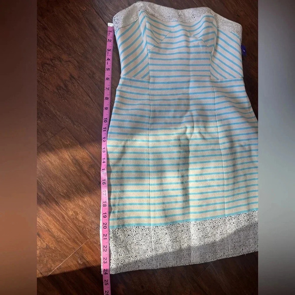 Lilly Pulitzer Remi Dress- Strapless Blue Horizon Stripe Metallic Silver-Size 0 - Picture 4 of 12